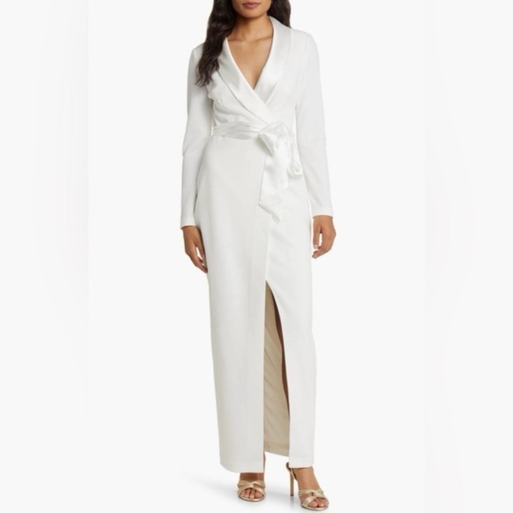 Eliza J Long Sleeve Tuxedo Gown